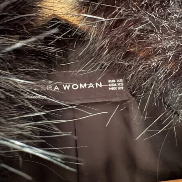 Zara Wool Blend Moto Double Zip Coat Jacket Black Size XS - Picture 8 of 10